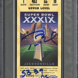 Tom Brady Signed 2005 Super Bowl XXXIX Ticket PSA 9 PSA/DNA 10 Auto