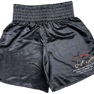 Leon Spinks Signed Personal Model Boxing Trunks Stat Embroidered Beckett BAS