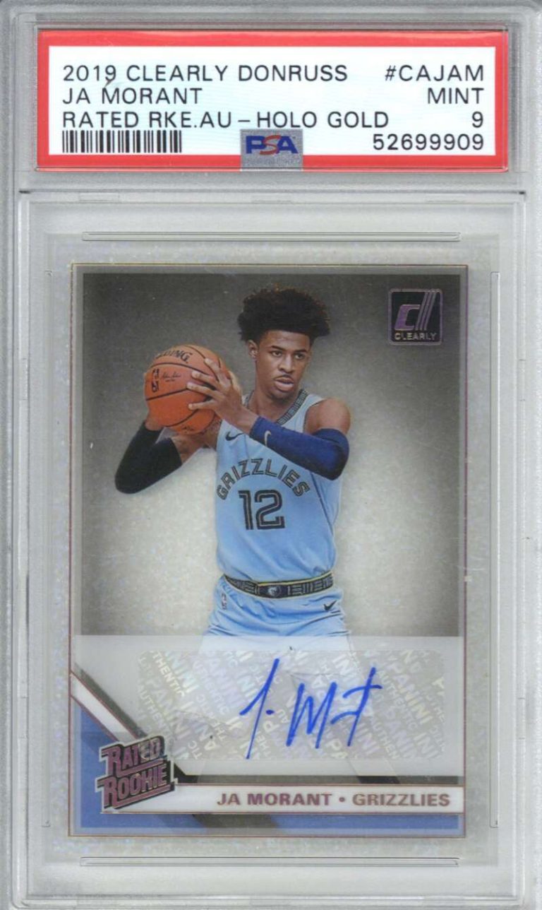 2019 Clearly Donruss CAJAM Ja Morant Rated Rookie Auto Holo Gold /10 PSA 9