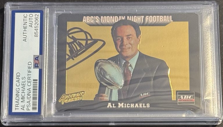Al Michaels Signed Auto 1993 Action Packed Card PSA/DNA Slabbed Amazon