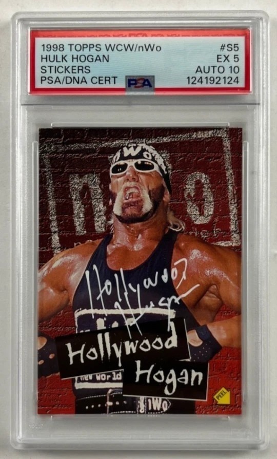 Hulk Hogan Signed 1998 Topps WCW/nWo Stickers #S5 Hollywood Hogan Auto PSA