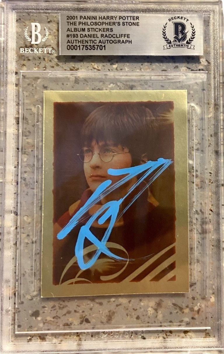 2001 Harry Potter Gold #193 Stickers Daniel Radcliffe Signed Auto Beckett BAS