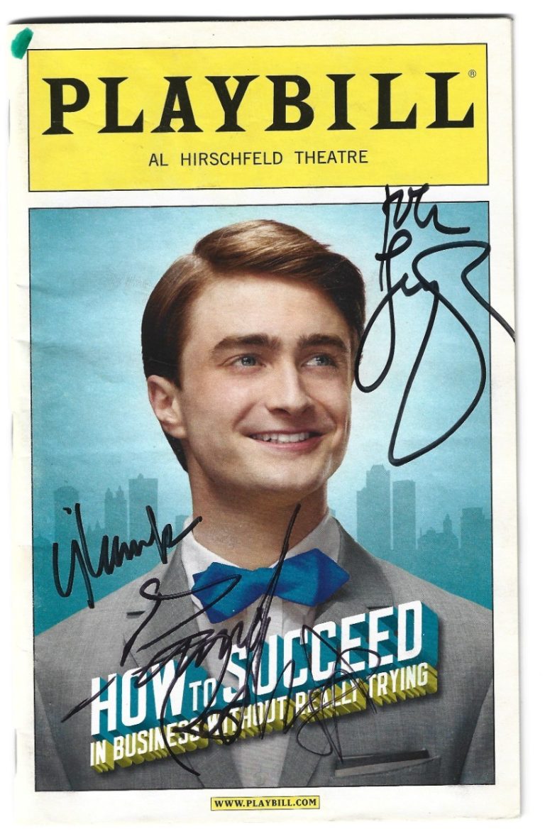 How To Succeed Business SIGNED Playbill JSA COA Daniel Radcliffe Larroquette +