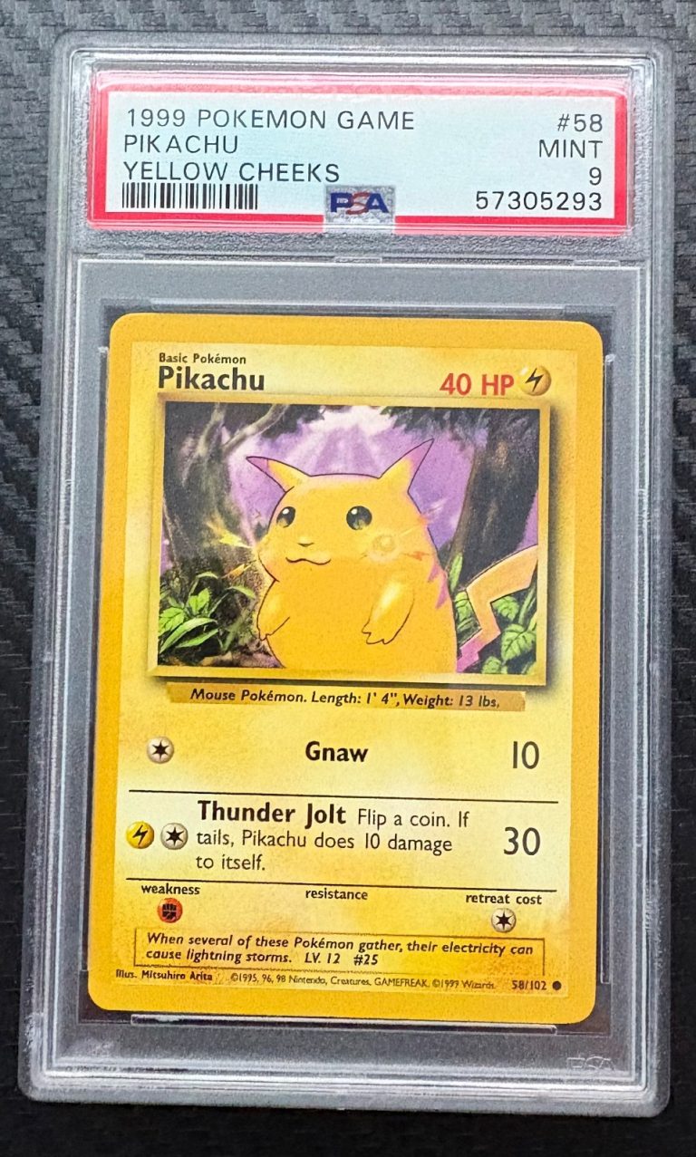 1999 POKEMON BASE SET YELLOW CHEEKS #58 PIKACHU PSA 9 COLLECTIBLE MEMORABILIA