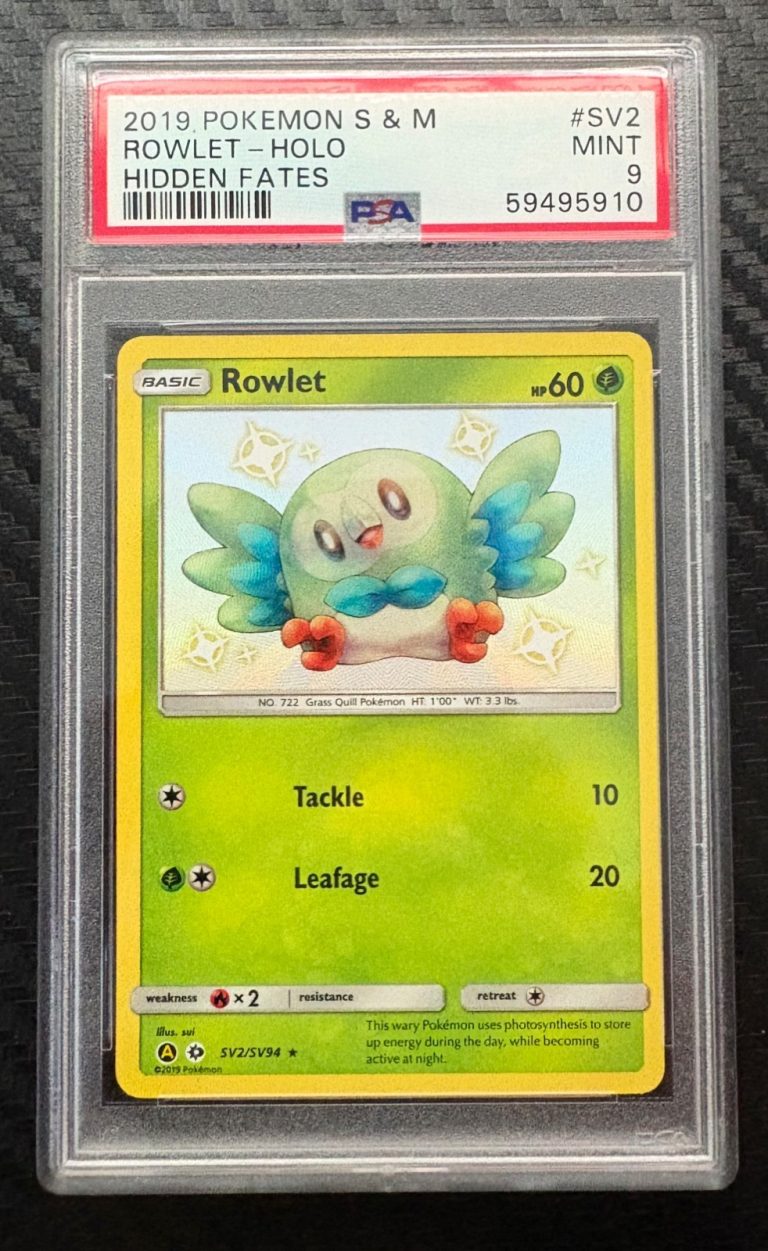 2019 POKEMON SUN MOON #SV2 HIDDEN FATES ROWLET PSA 9 COLLECTIBLE MEMORABILIA