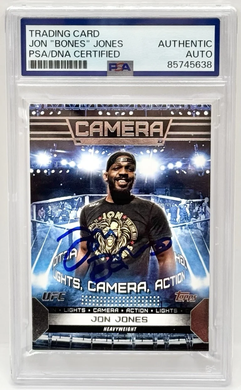 Jon Bones Jones Signed 2024 Topps Knockout Lights Camera Action UFC Card PSA/DNA