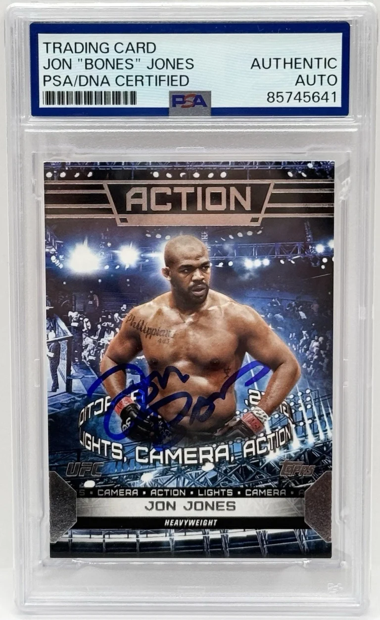 Jon Bones Jones Signed 2024 Topps Knockout Lights Camera Action UFC Card PSA/DNA