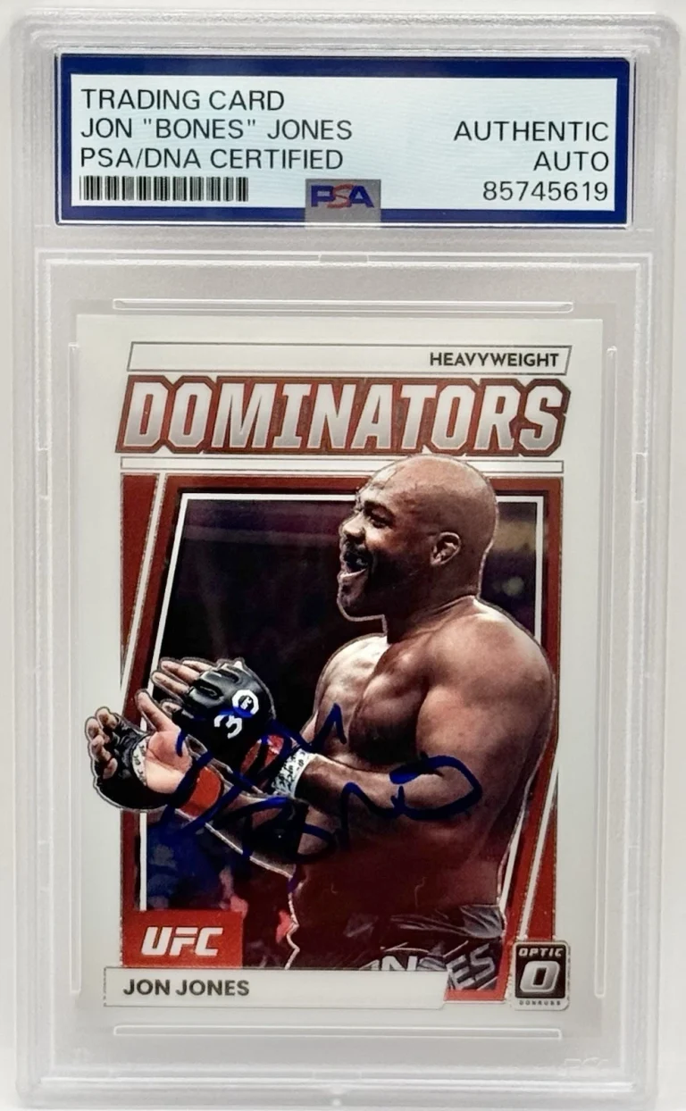 Jon Bones Jones Signed 2023 Donruss Optic Dominators UFC Card PSA/DNA Slabbed