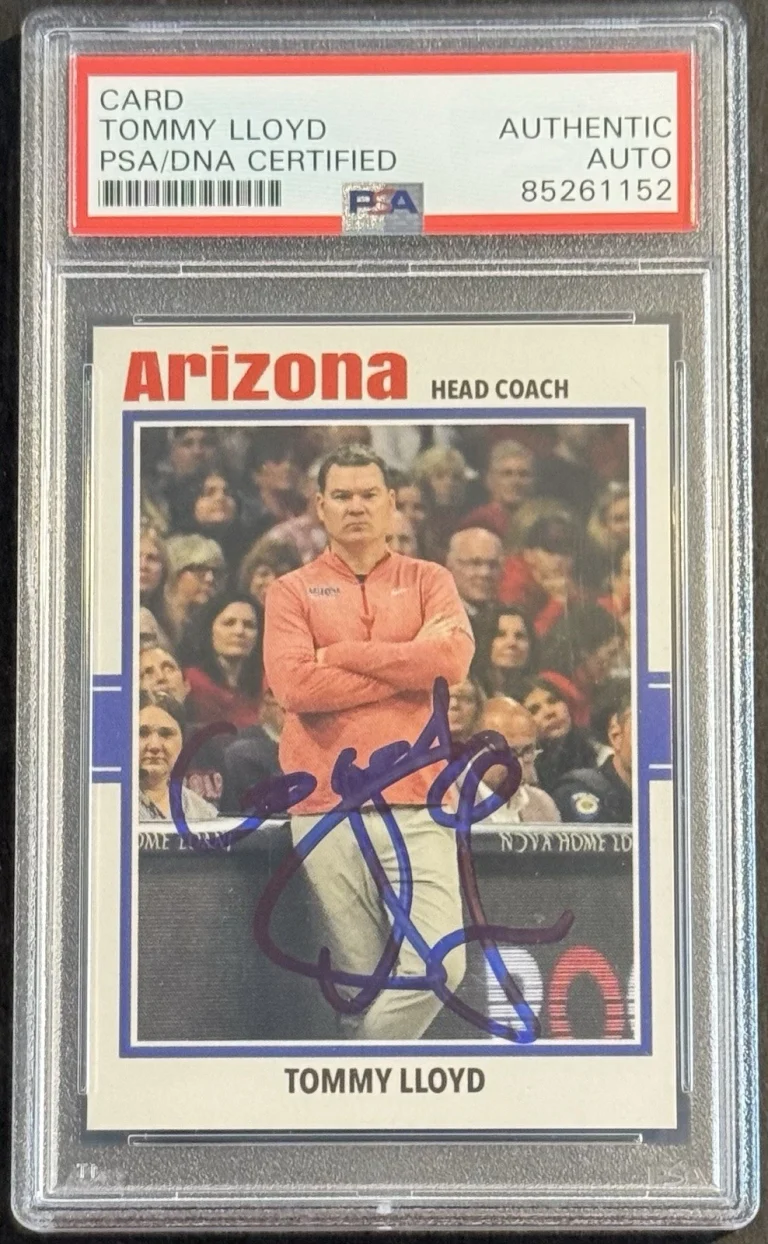 TOMMY LLOYD SIGNED AUTOGRAPHED ARIZONA WILDCATS CUSTOM CARD PSA/DNA SLABBED COLLECTIBLE MEMORABILIA