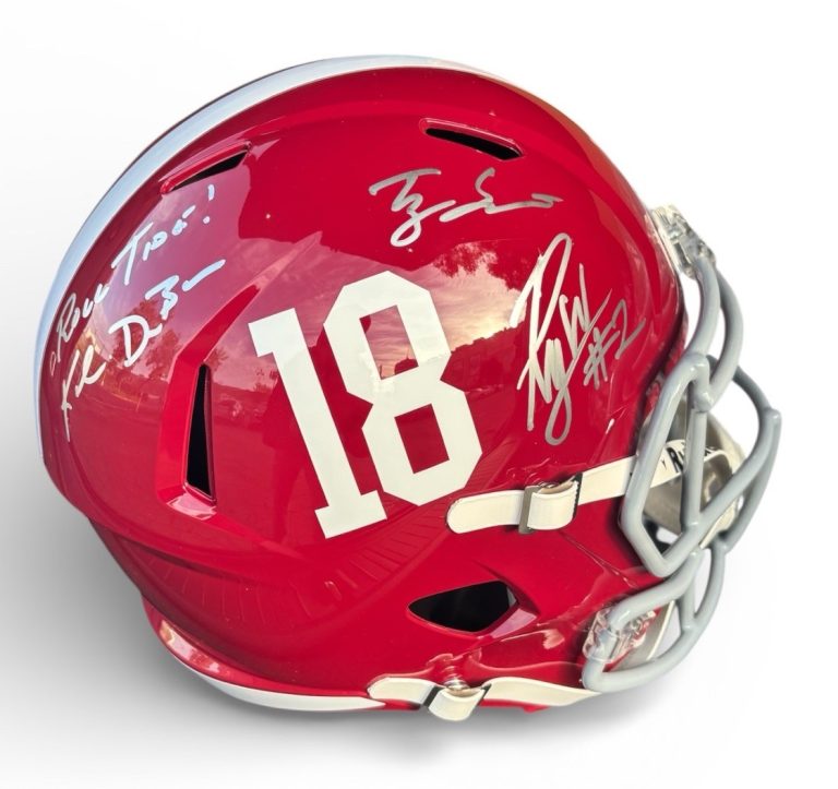Kalen DeBoer/Ty Simpson/Ryan Williams Signed Alabama Full Size Helmet Roll Tide