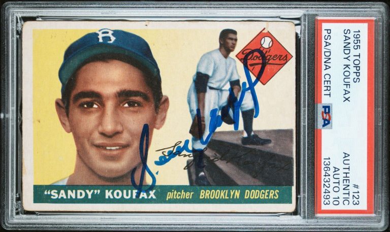 1955 Topps #123 Sandy Koufax Signed Rookie Card PSA AUTO 10 RC Brooklyn Dodgers