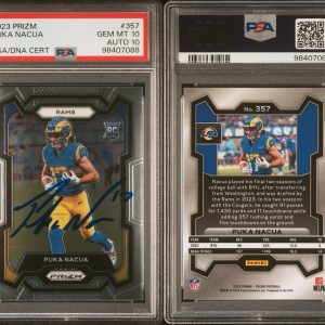 Puka Nacua Signed Autographed 2023 Prizm Rookie Auto #357 PSA 10