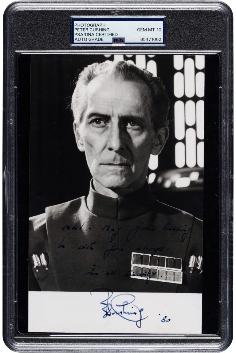 Peter Cushing Signed Grand Moff Tarkin Star Wars 5x8 Photo PSA PSA/DNA 10 GEM