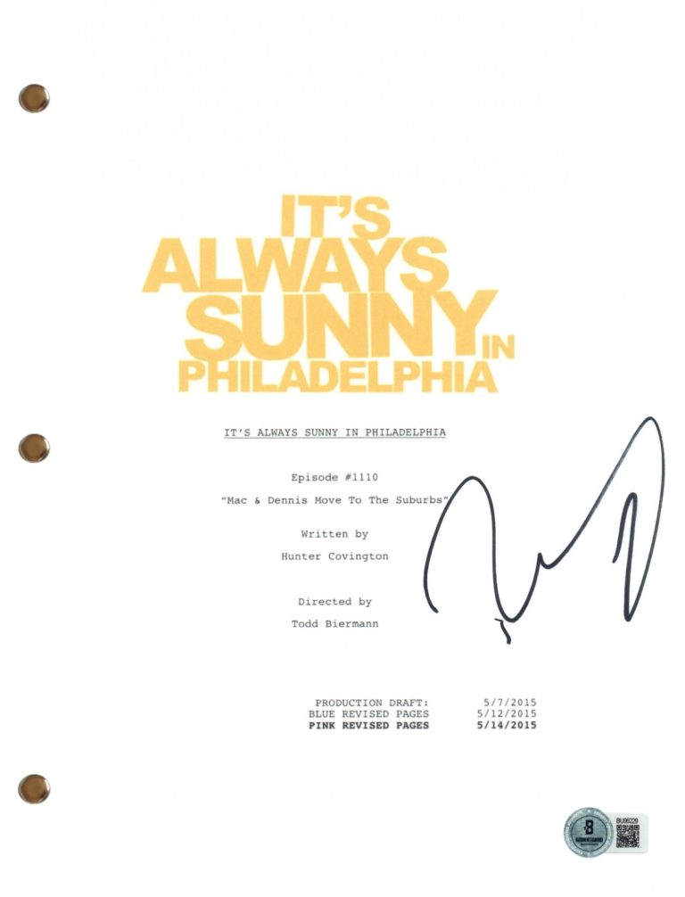 Rob McElhenney Signed It's Always Sunny In Philadelphia Full TV Script BAS COA