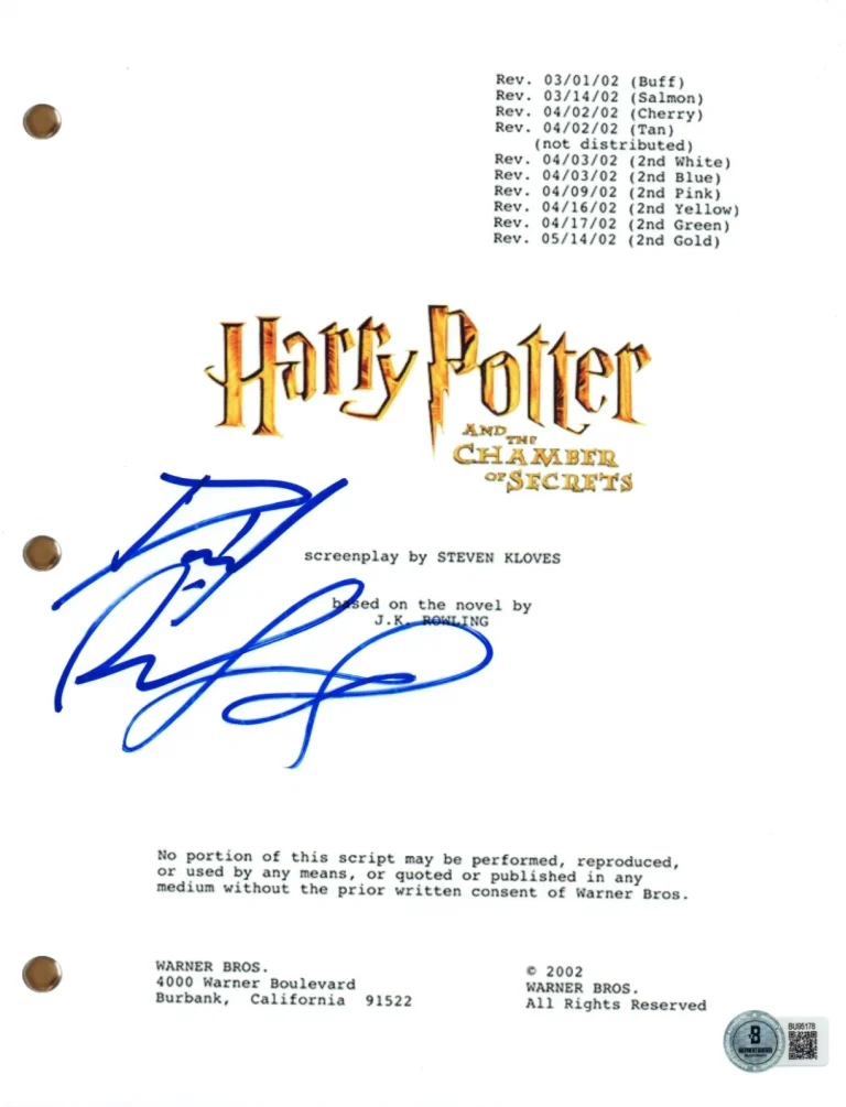 Daniel Radcliffe Signed Harry Potter and The Chamber of Secrets Script Beckett