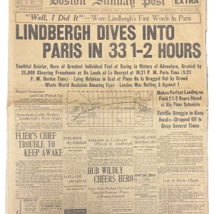 Charles Lindbergh Transatlantic Flight Boston Sunday Post May 22 1927 Newspaper