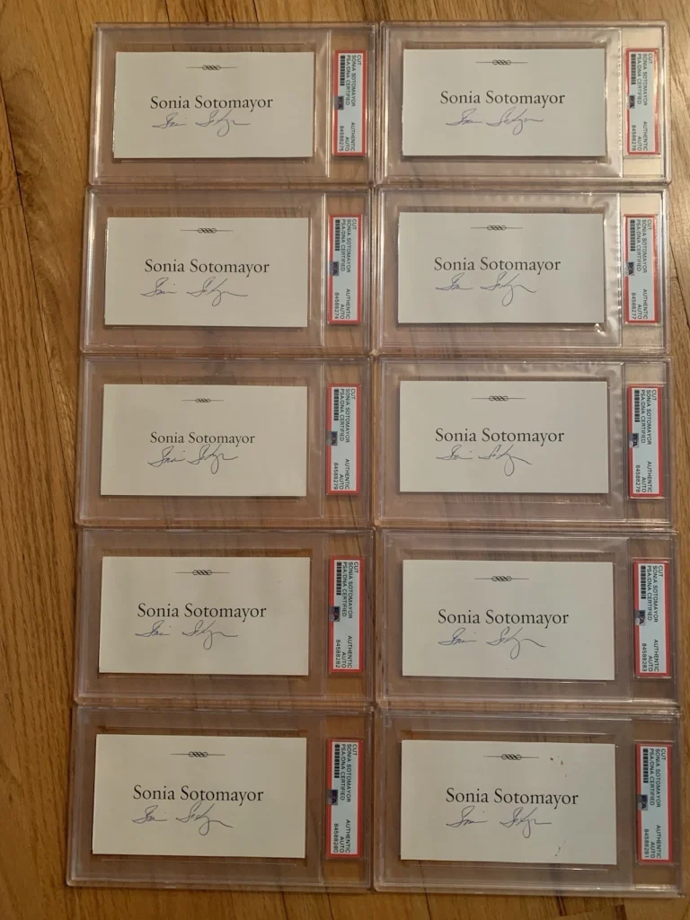 SONIA SOTOMAYOR HAND SIGNED CUT SIGNATURES      DEALER LOT OF 10     PSA SLABBED