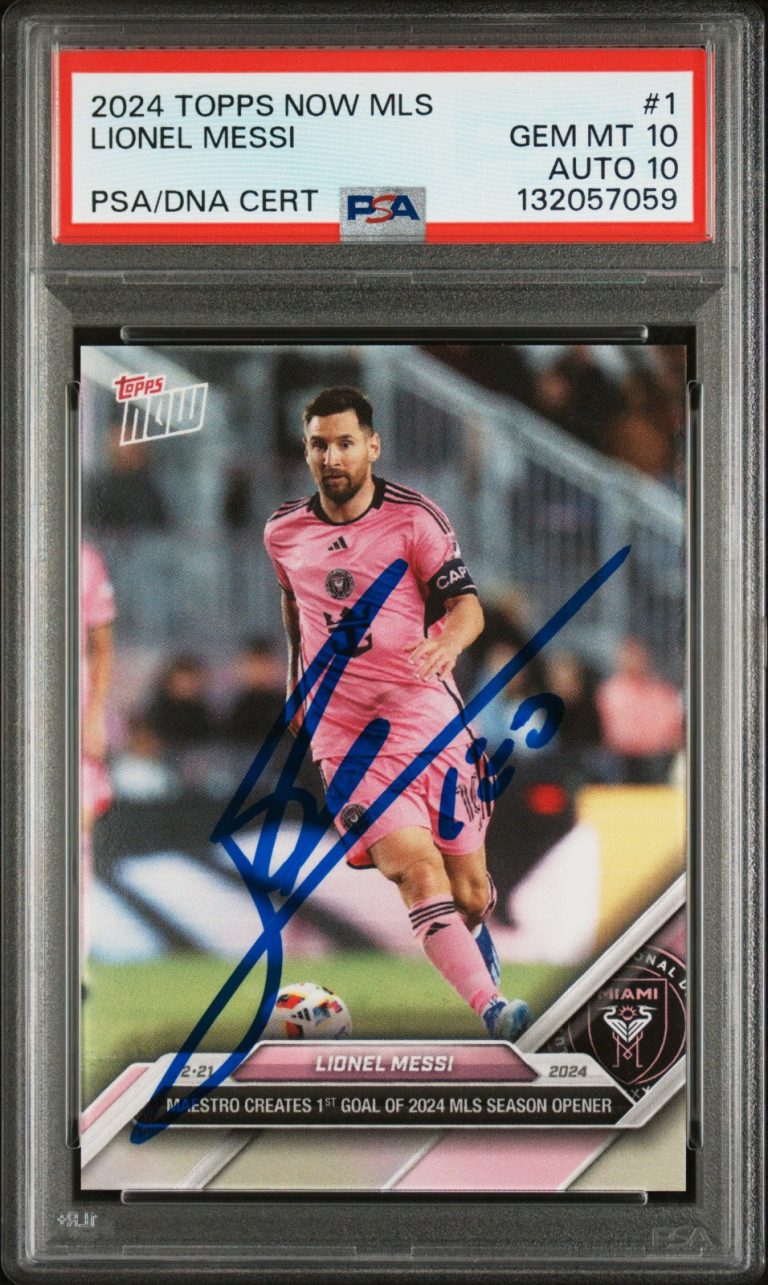 Leo Lionel Messi Autographed Auto Soccer 2024 Topps Now #1 MLS Miami PSA 10