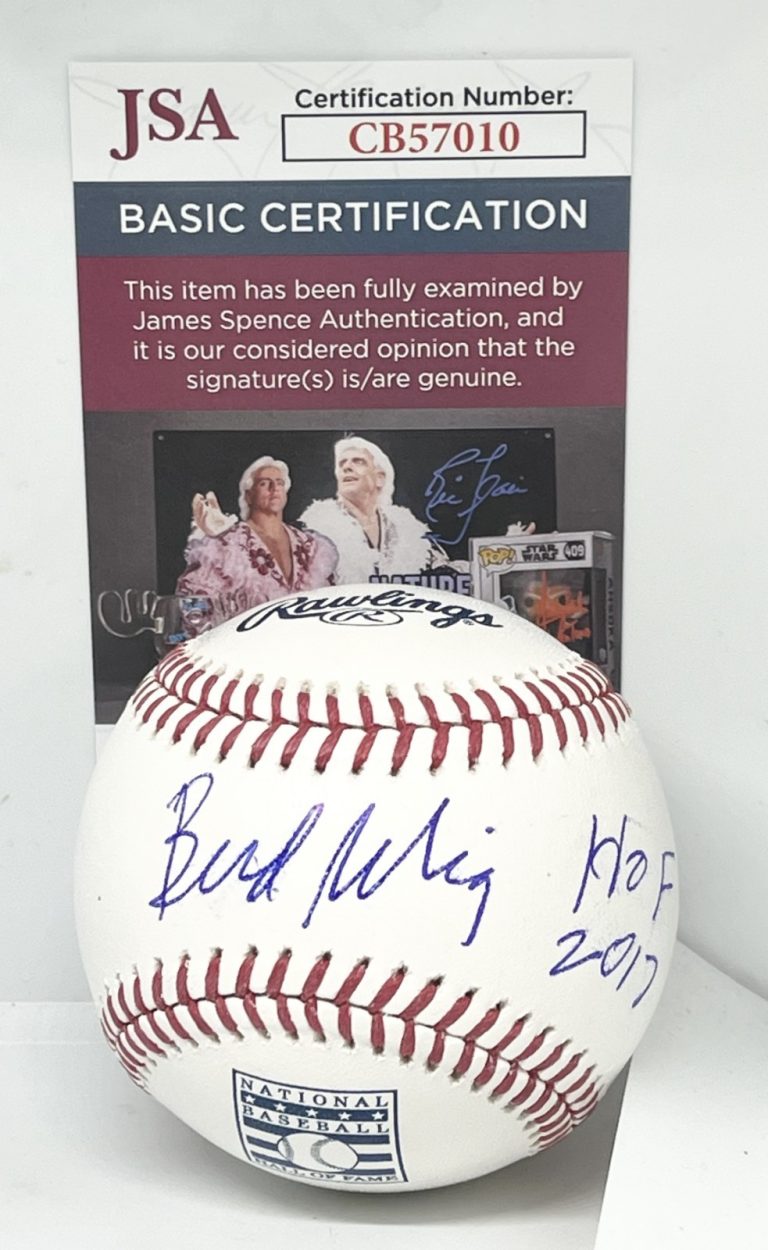 Bud Selig Commissioner signed HOF Logo Baseball Ball W/ HOF Inscription #1 JSA