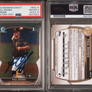 Paul Skenes Signed 2023 Bowman Draft Chrome Prospect Rookie Auto #BDC14 PSA 8