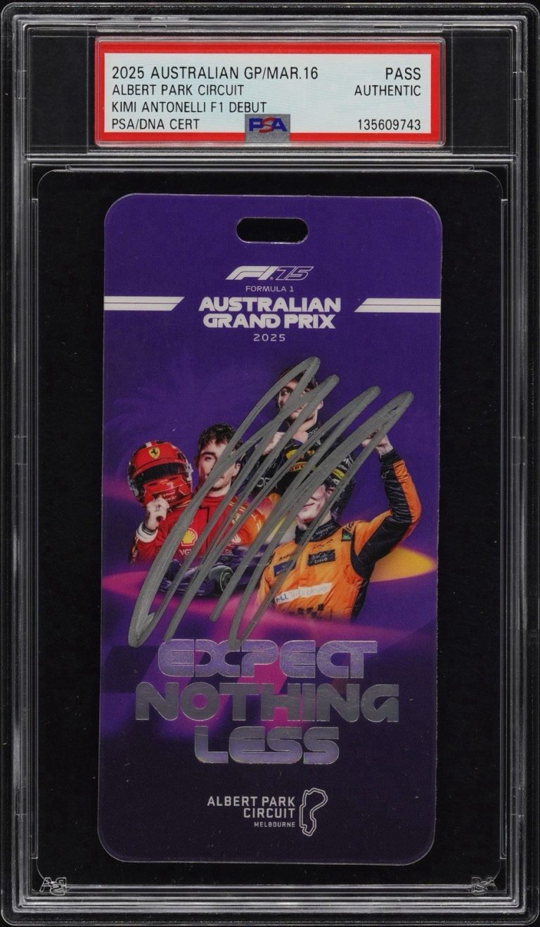 Kimi Antonelli Signed 2025 Australian Grand Prix F1 DEBUT Ticket Pass PSA AUTO