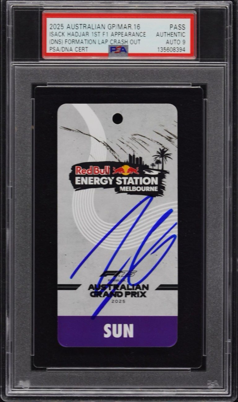 Isack Hadjar Signed 2025 Australian Grand Prix F1 DEBUT Ticket Pass PSA 9 AUTO