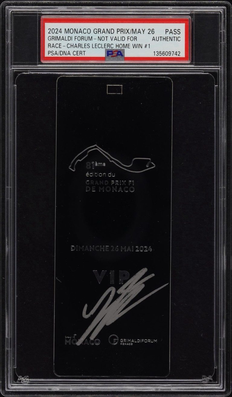 Charles Leclerc Signed 2024 F1 Monaco Grand Prix First Home Race Win Ticket PSA