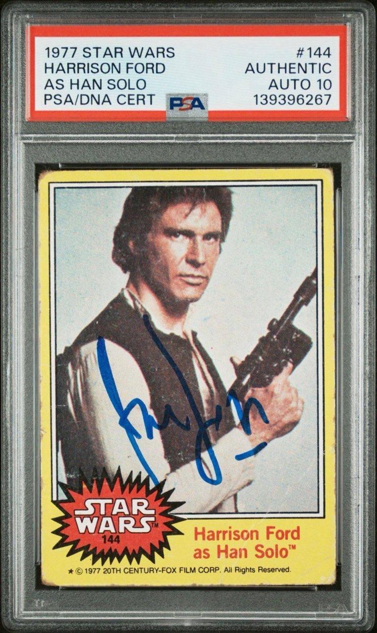 1977 Topps Star Wars #144 Harrison Ford Signed Han Solo Rookie PSA AUTO 10 RC