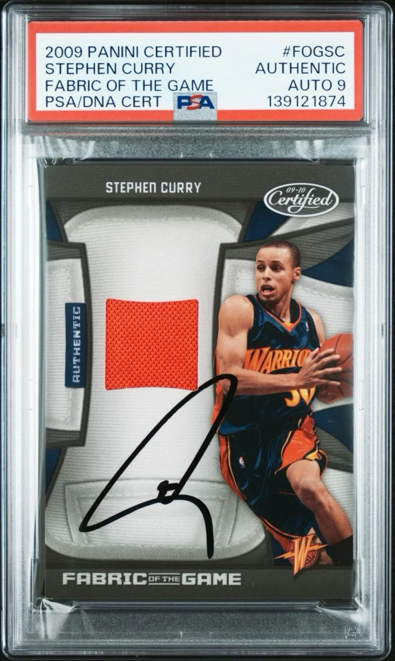 2009 Panini Certified #FOG-SC Stephen Curry Rookie Fabric RPA /250 PSA AUTO 9 RC