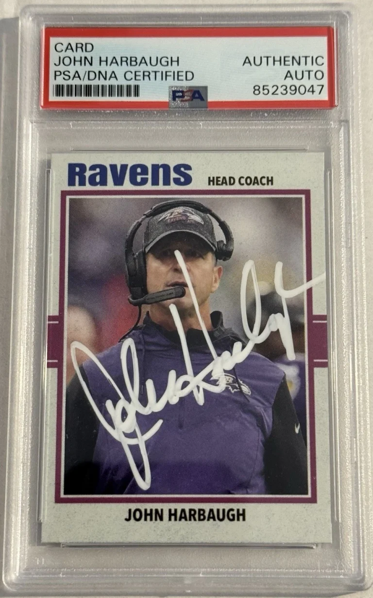 John Harbaugh Signed Autographed Baltimore Ravens Custom Card PSA/DNA Slabbed