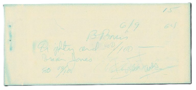 Brian Jones Carbon Copy Signed 1964 Bank Check Rolling Stones