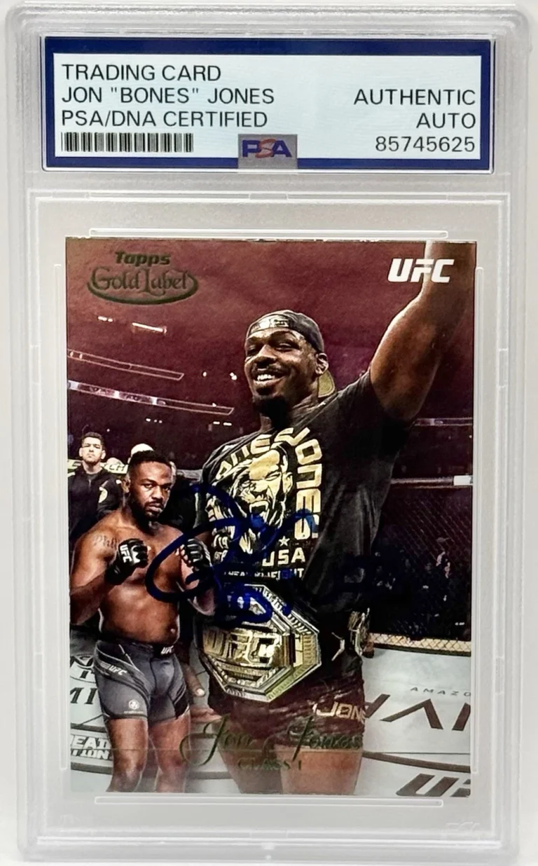 Jon Bones Jones Signed 2024 Topps Gold Label Class 1 Green UFC Card PSA/DNA Slab