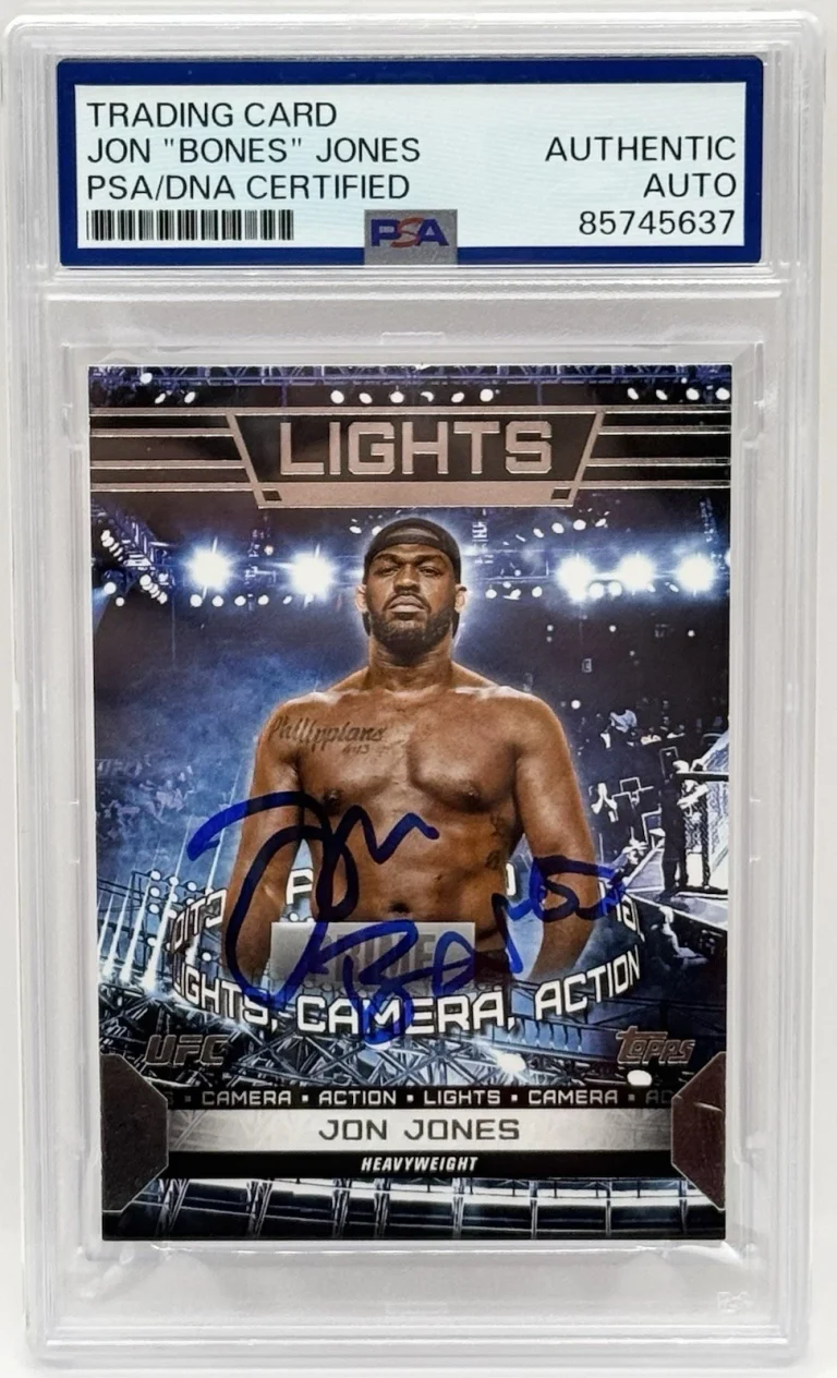 Jon Bones Jones Signed 2024 Topps Knockout Lights Camera Action UFC Card PSA/DNA