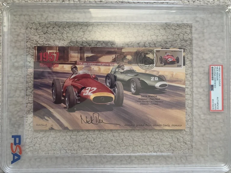 NICK MASON SIGNED MONACO RACING FDC     36/106    PINK FLOYD    JSA+PSA SLABBED