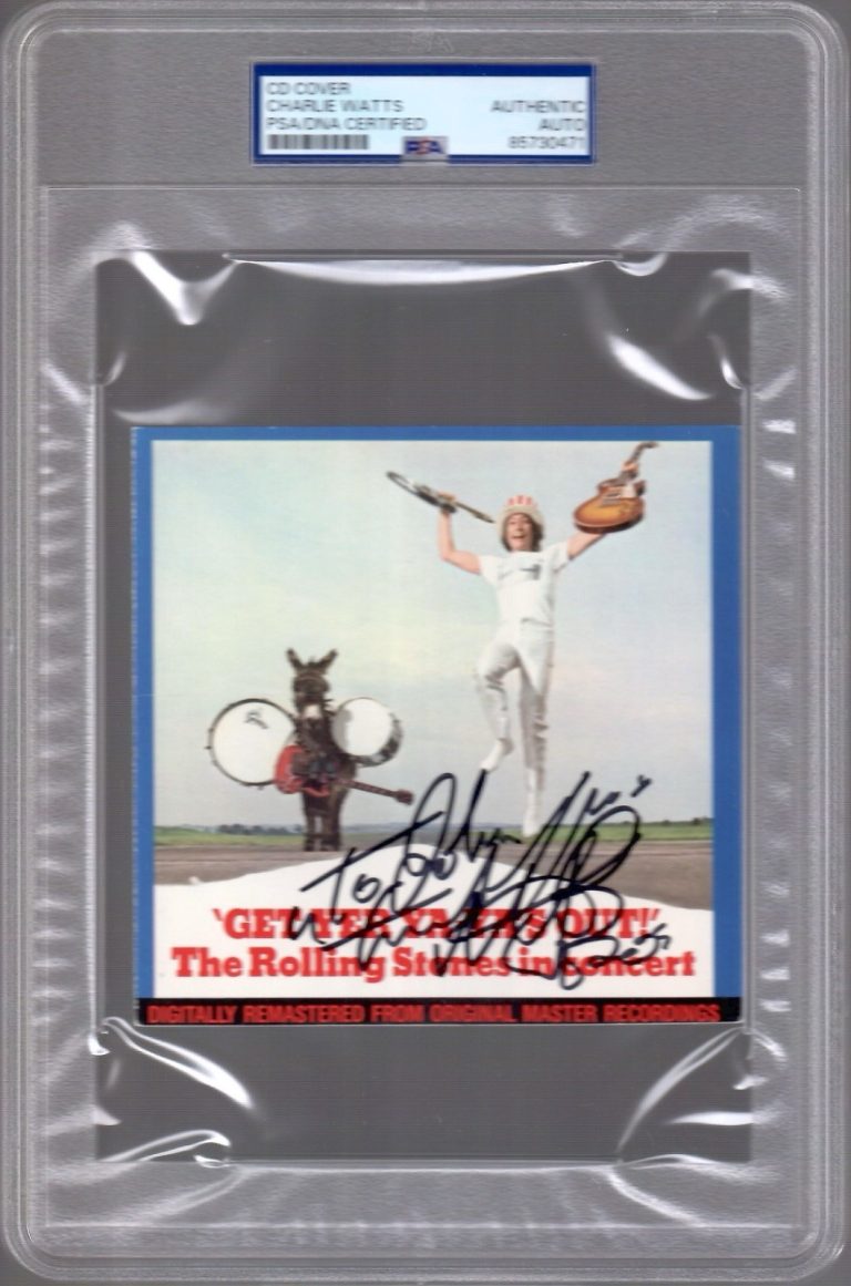CHARLIE WATTS HAND SIGNED GET YER YA YAS CD BOOKLET    TO JOHN   JSA+PSA SLABBED