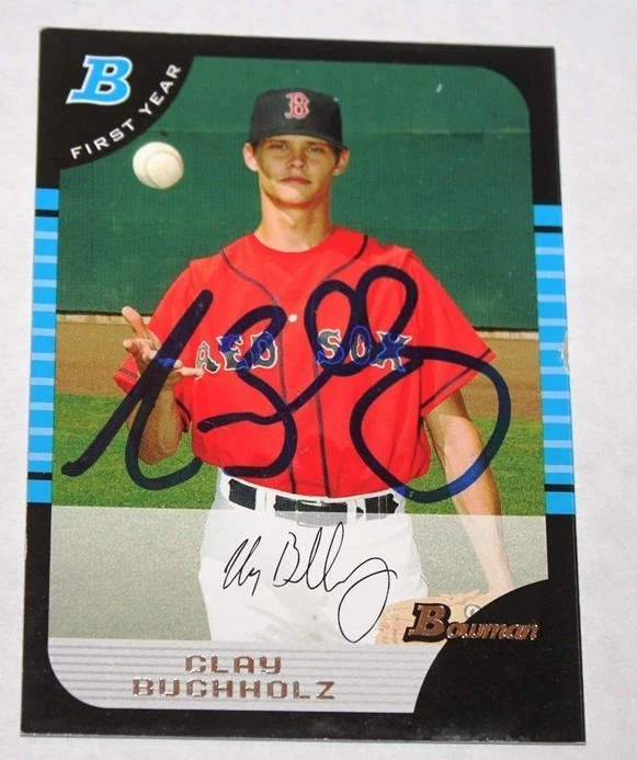 Clay Buccholz signed 2005 Bowman Draft Rookie card auto