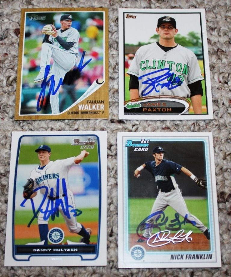 4 Mariners signed card lot Nick Franklin Danny Hultzen Paxton Taijuan Walker