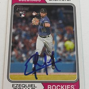 EZEQUIEL TOVAR SIGNED 2023 TOPPS HERITAGE BASEBALL CARD AUTO