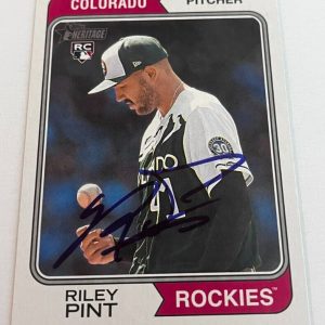 RILEY PINT SIGNED 2023 TOPPS HERITAGE BASEBALL CARD AUTO