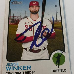 JESSE WINKER SIGNED 2022 TOPPS HERITAGE BASEBALL CARD AUTO