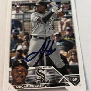 OSCAR COLAS SIGNED 2023 TOPPS BASEBALL CARD AUTO