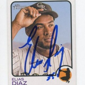 ELIAS DIAZ SIGNED 2022 TOPPS HERITAGE BASEBALL CARD AUTO
