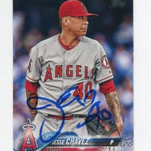 JESSE CHAVEZ SIGNED 2018 TOPPS BASEBALL CARD AUTO