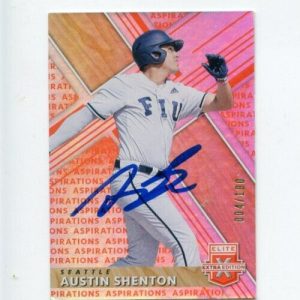 AUSTIN SHENTON SIGNED 2019 PANINI ELITE EXTRA EDITION BASEBALL CARD AUTO 004/100