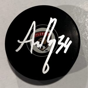ADAM BOQVIST SIGNED FLORIDA PANTHERS HOCKEY PUCK W/ CASE COA