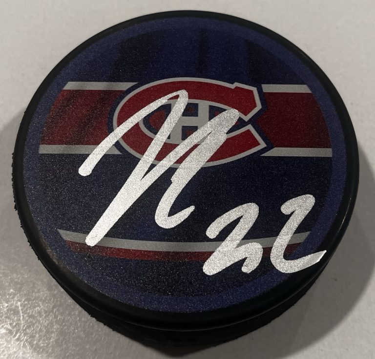 JACOB FOWLER SIGNED MONTREAL CANADIENS HOCKEY PUCK W/ CASE COA
