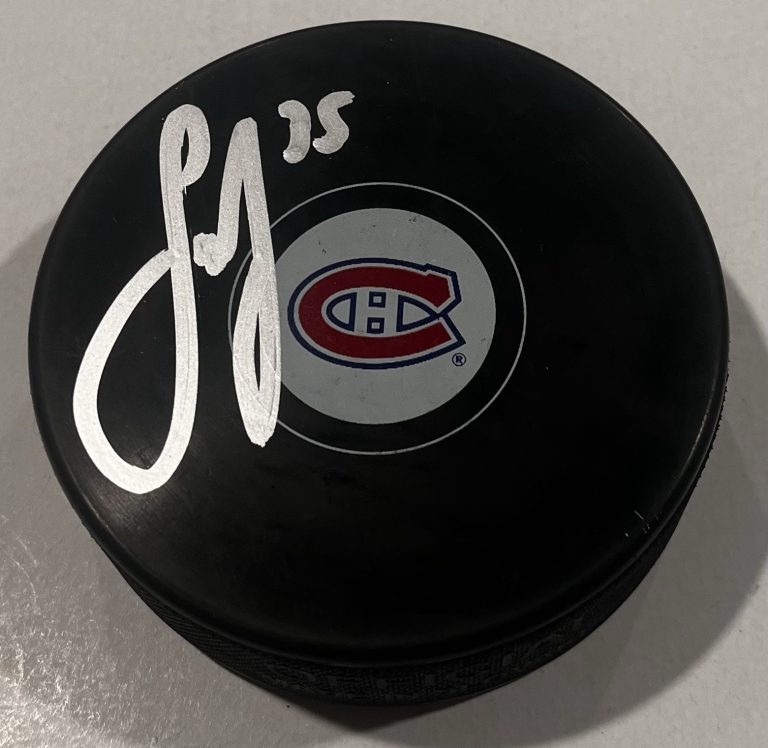 SAM SAMUEL MONTEMBEAULT SIGNED MONTREAL CANADIENS HOCKEY PUCK W/ CASE COA