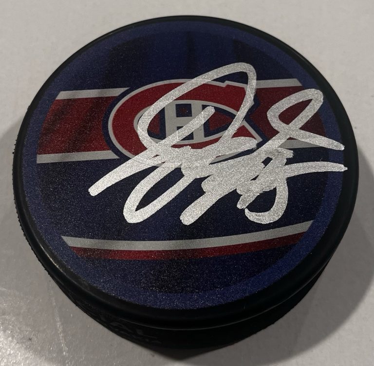 JAKUB DOBES SIGNED MONTREAL CANADIENS HOCKEY PUCK W/ CASE COA