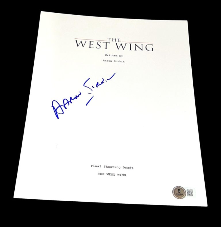 AARON SORKIN SIGNED AUTOGRAPH SCRIPT THE WEST WING BECKETT BAS AUTO COA F