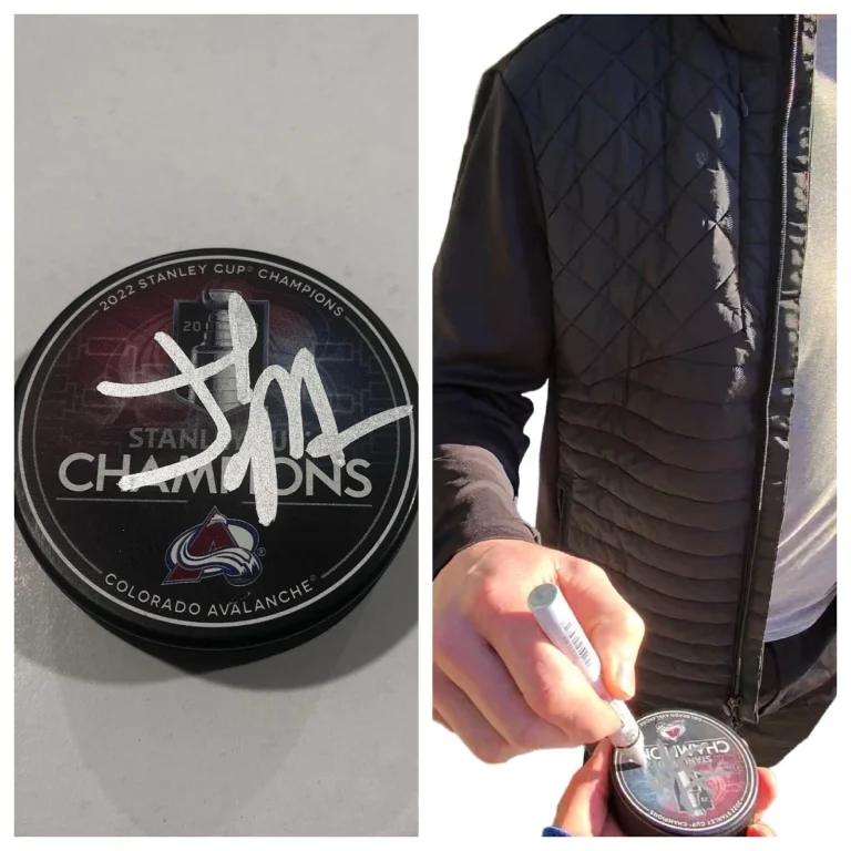 JOSH MANSON SIGNED COLORADO AVALANCHE 2022 STANLEY CUP HOCKEY PUCK W/ CASE COA